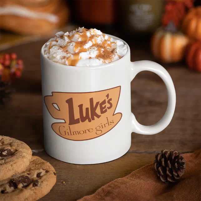 cocoa Glass Mug Luke's Mug Gilmore Gilmore Girls Luke's Diner Logo