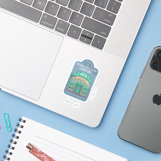Gilmore Girls | Stars Hollow Library Sticker (Laptop w/ iPhone)