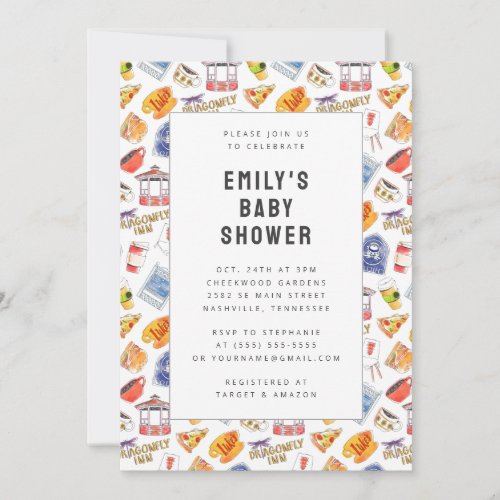 Gilmore Girls Watercolor Icons Baby Shower Invitation