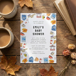 Gilmore Girls Watercolor Icons Baby Shower Invitation