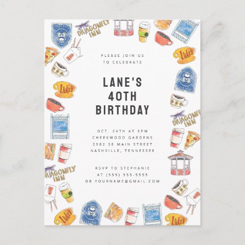 Gilmore Girls Watercolor Icons Birthday Postcard