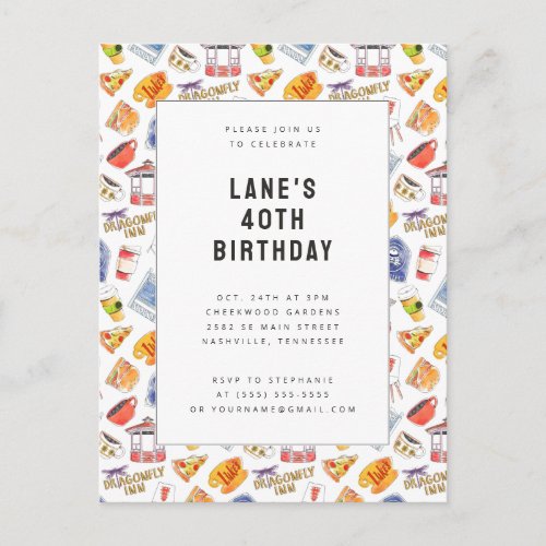 Gilmore Girls Watercolor Icons Birthday Postcard