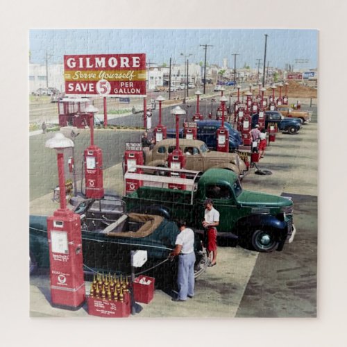 Gilmores Gas A Teria Los Angeles 1948  Jigsaw Puzzle