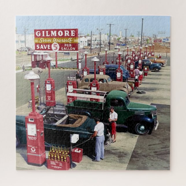 Gilmore's Gas A Teria Los Angeles 1948  Jigsaw Puzzle (Vertical)
