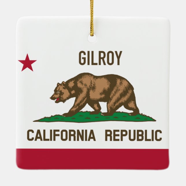Gilroy CA Ceramic Ornament (Back)