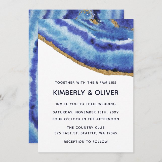 Gilt Agate Wedding Invitations (Front/Back)
