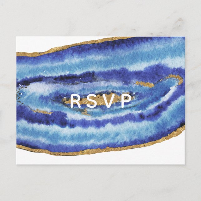 Gilt Agate Wedding Invitations rsvp Postcard (Front)