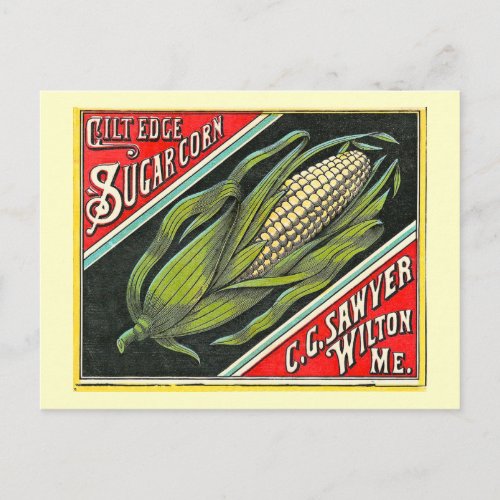 Gilt Edge Sugar Corn Vintage Crate Label Postcard