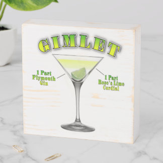 Gimlet Martini Cocktail Recipe 6"x6" Wood Art Wooden Box Sign