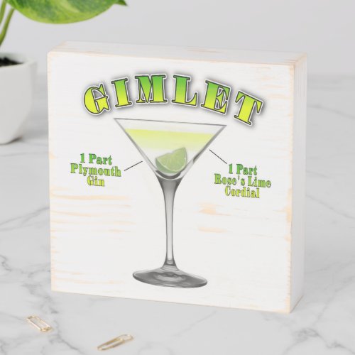 Gimlet Martini Cocktail Recipe 6x6 Wood Art Wooden Box Sign