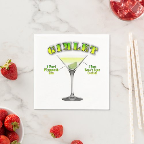 Gimlet Martini Cocktail Recipe Art Napkins