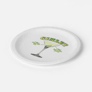 Gimlet Martini Cocktail Recipe Art Paper Plates