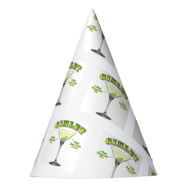 Gimlet Martini Cocktail Recipe Art  Party Hat (Front)
