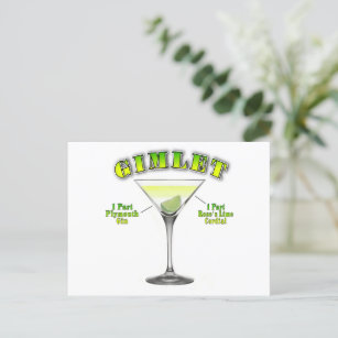 Gimlet Martini Cocktail Recipe Art Postcard