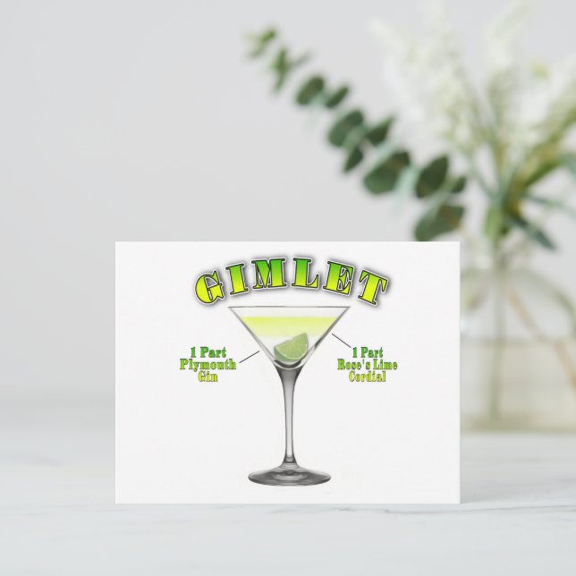 Gimlet Martini Cocktail Recipe Art Postcard (Standing Front)