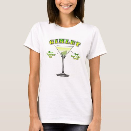 Gimlet Martini Cocktail Recipe Art T_Shirt