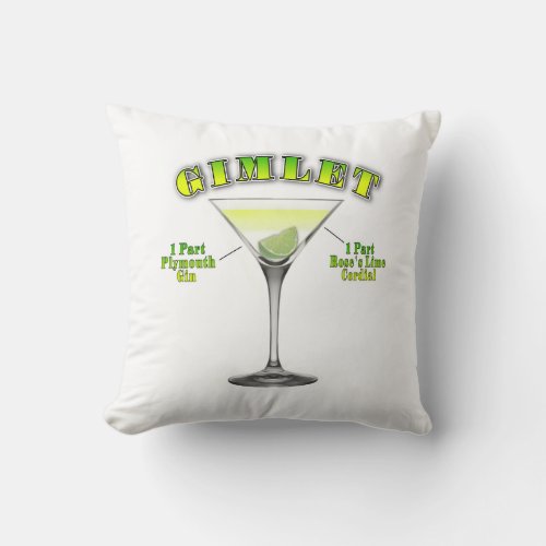 Gimlet Martini Cocktail Recipe Art  Throw Pillow