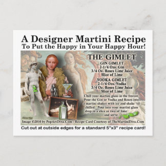 Gimlet Martini Recipe Postcard