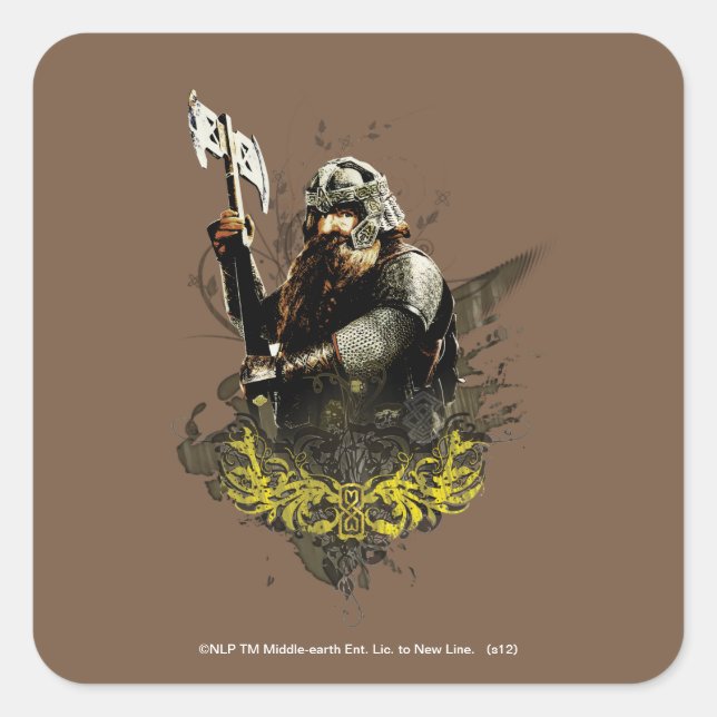 GIMLI™ With Ax Vector Collage Square Sticker (Front)