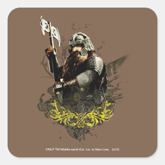 GIMLI™ With Ax Vector Collage Square Sticker (Front)