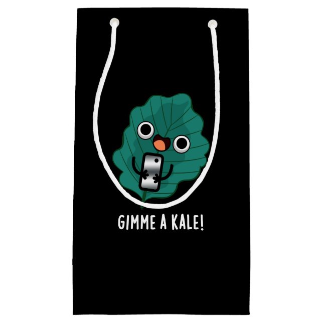 Gimme A Kale Funny Veggie Pun Dark BG Small Gift Bag (Front)
