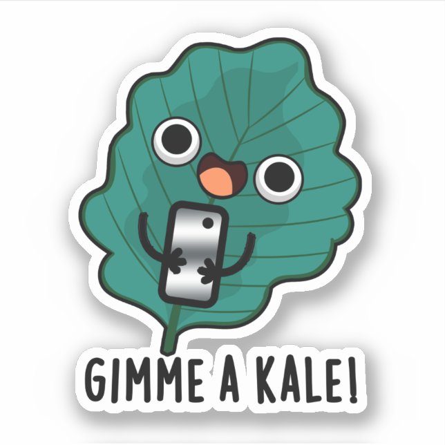 Gimme A Kale Funny Veggie Pun Sticker (Front)