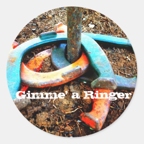 Gimme a Ringer Horseshoe Pitching Gifts Classic Round Sticker