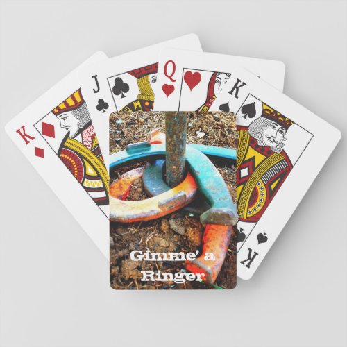 Gimme a Ringer Horseshoe Pitching Gifts Poker Cards