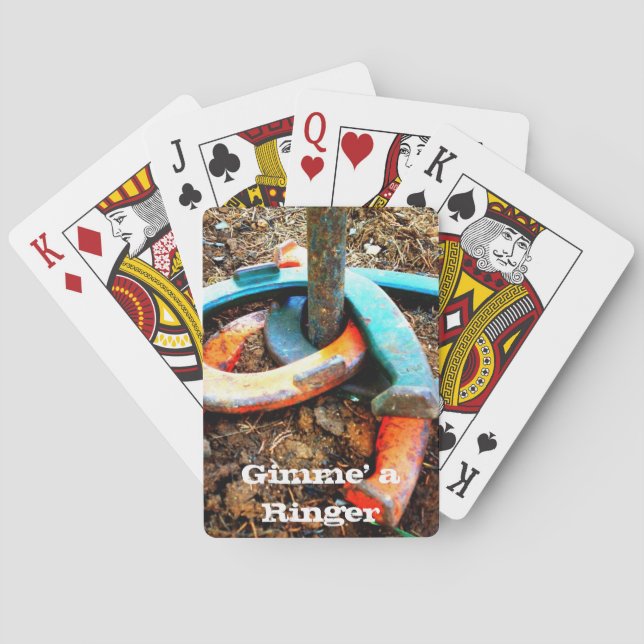 Gimme' a Ringer Horseshoe Pitching Gifts Poker Cards (Back)