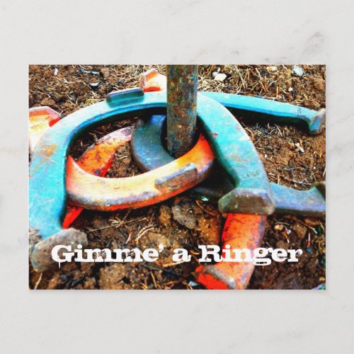 Gimme a Ringer Horseshoe Pitching Gifts Postcard