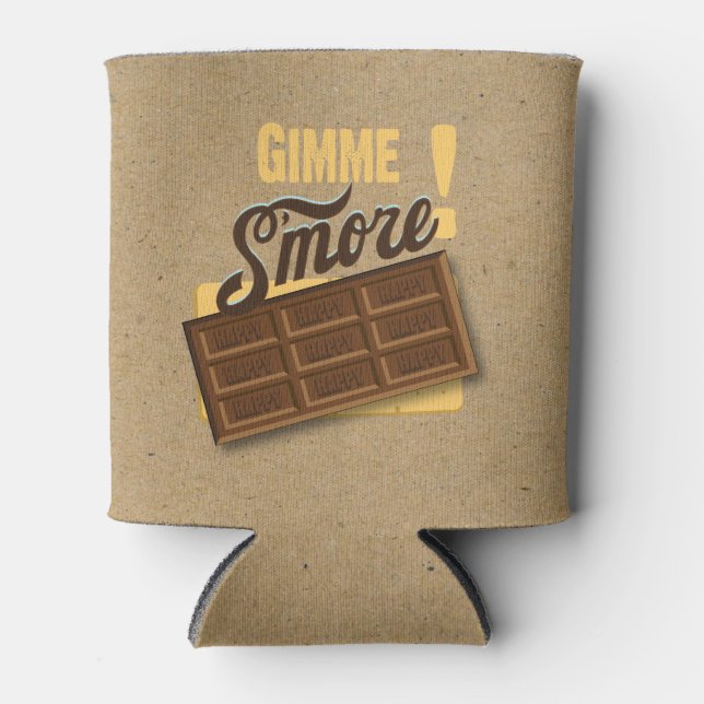 Gimme S'more Bonfire Custom Birthday Bottle Can Cooler (Front)