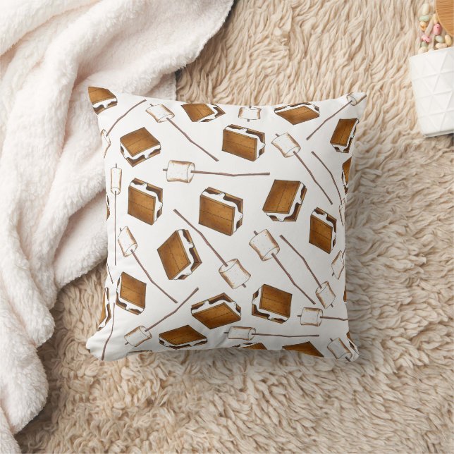 Gimme S'more Toasted Marshmallow Smores Camp Throw Pillow (Blanket)