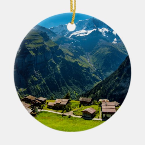 Gimmelwald In Swiss Alps _ Switzerland Ceramic Ornament