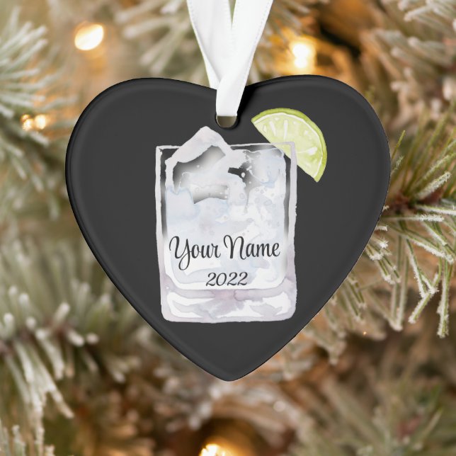 Gin and Tonic Cocktail Personalized Ornament (Tree)