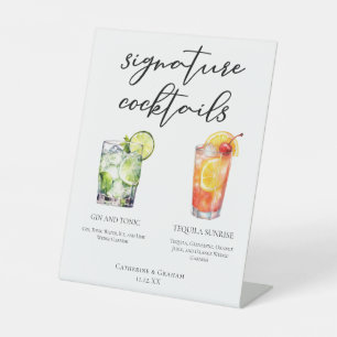 Gin and Tonic Tequila Sunrise Cocktails Menu Pedestal Sign