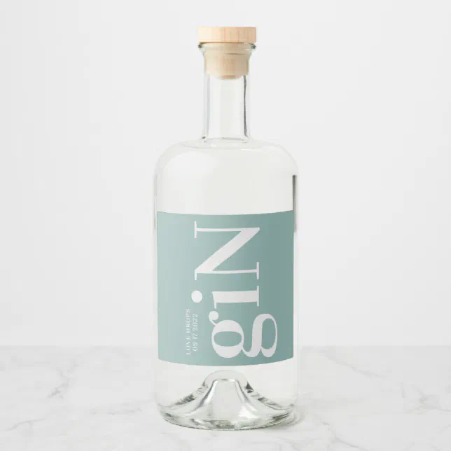 Gin Bottle Green Modern Simple Liquor Bottle Label Zazzle