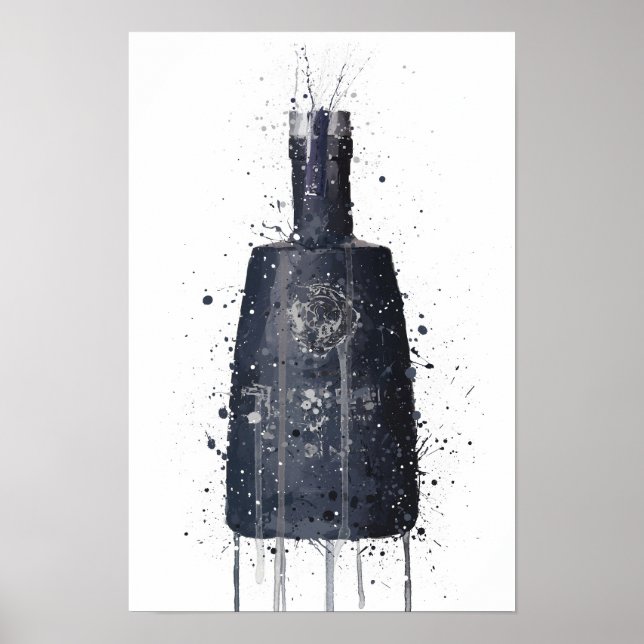 Gin Bottle Wall Art Print 'Dark Granite' (Front)