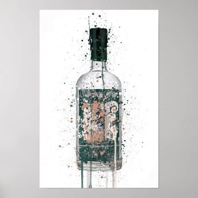 Gin Bottle Wall Art Print 'Deep Pine' (Front)
