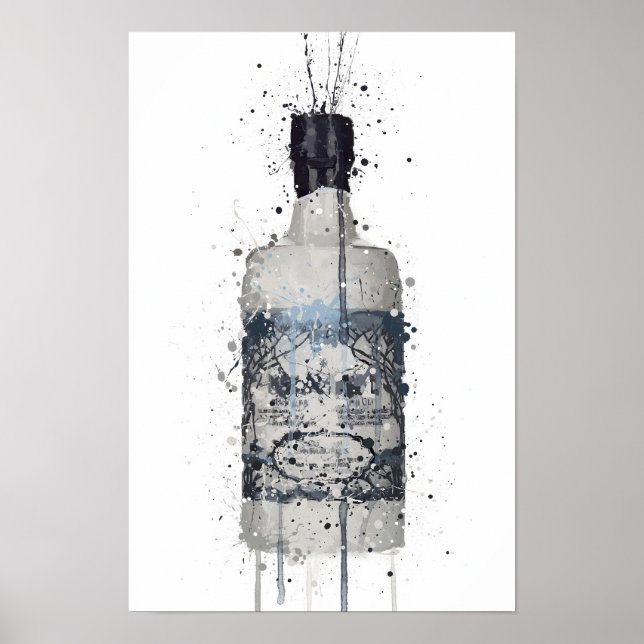 Gin Bottle Wall Art Print 'Rock Pool' (Front)