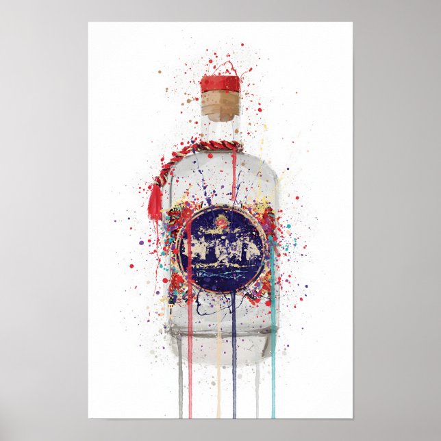 Gin Bottle Wall Art Print 'Tusk' (Front)