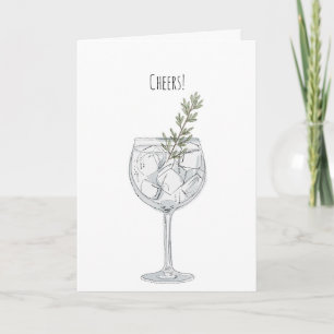 Gin Cocktail Illustrated Watercolour Greeting Card