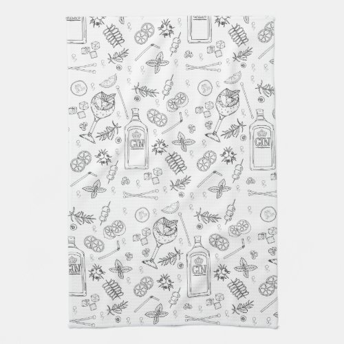 Gin Drinker Love Cocktails Mixologist Pattern Kitchen Towel