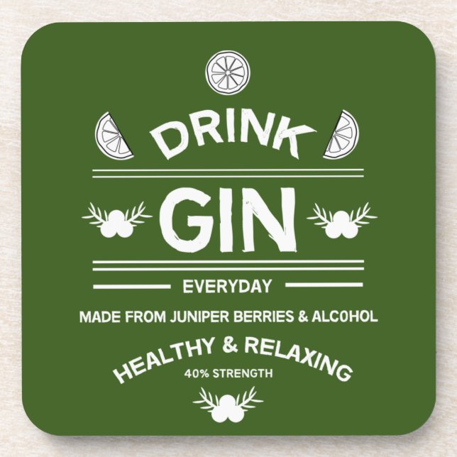 Gin Drinkers | Love Gin | Home Decor | Bars Servin Beverage Coaster (Front)