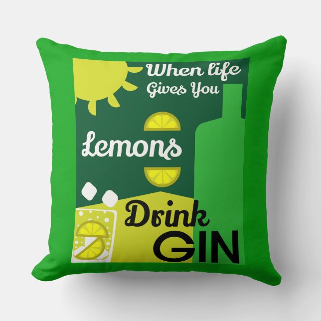 Gin Drinkers | Love Gin | Home Decor | Bars Servin Throw Pillow (Front)