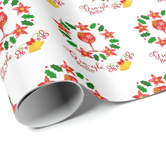 Gin-gle Bells Christmas Wrapping Paper (Roll Corner)