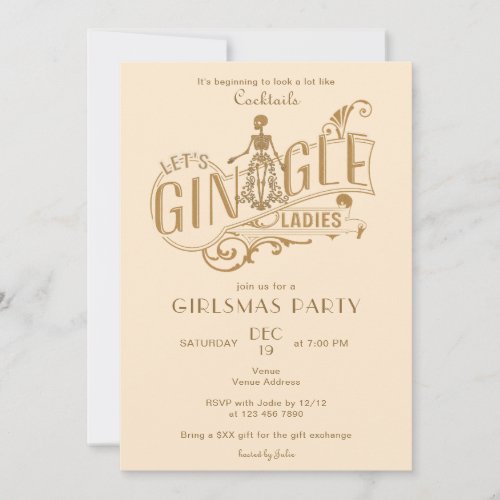 Gin_Gle Girlsmas Ladies Cocktail Christmas Party Invitation