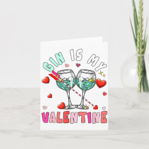 Gin Is My Valentine Hearts Matching Drinker Family Card