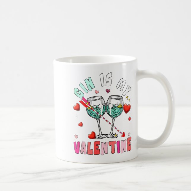 Gin Is My Valentine Hearts Matching Drinker Family Coffee Mug (Right)