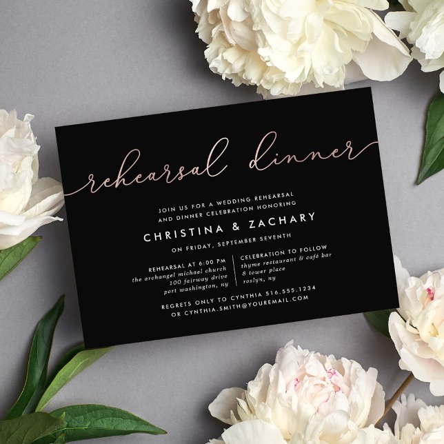 Gin Lane | Modern Faux Rose Gold Rehearsal Dinner Invitation (Creator Uploaded)