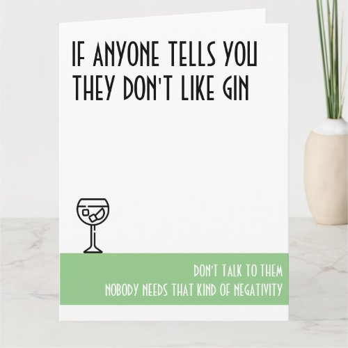 Gin Lovers Large Green Birthday Card